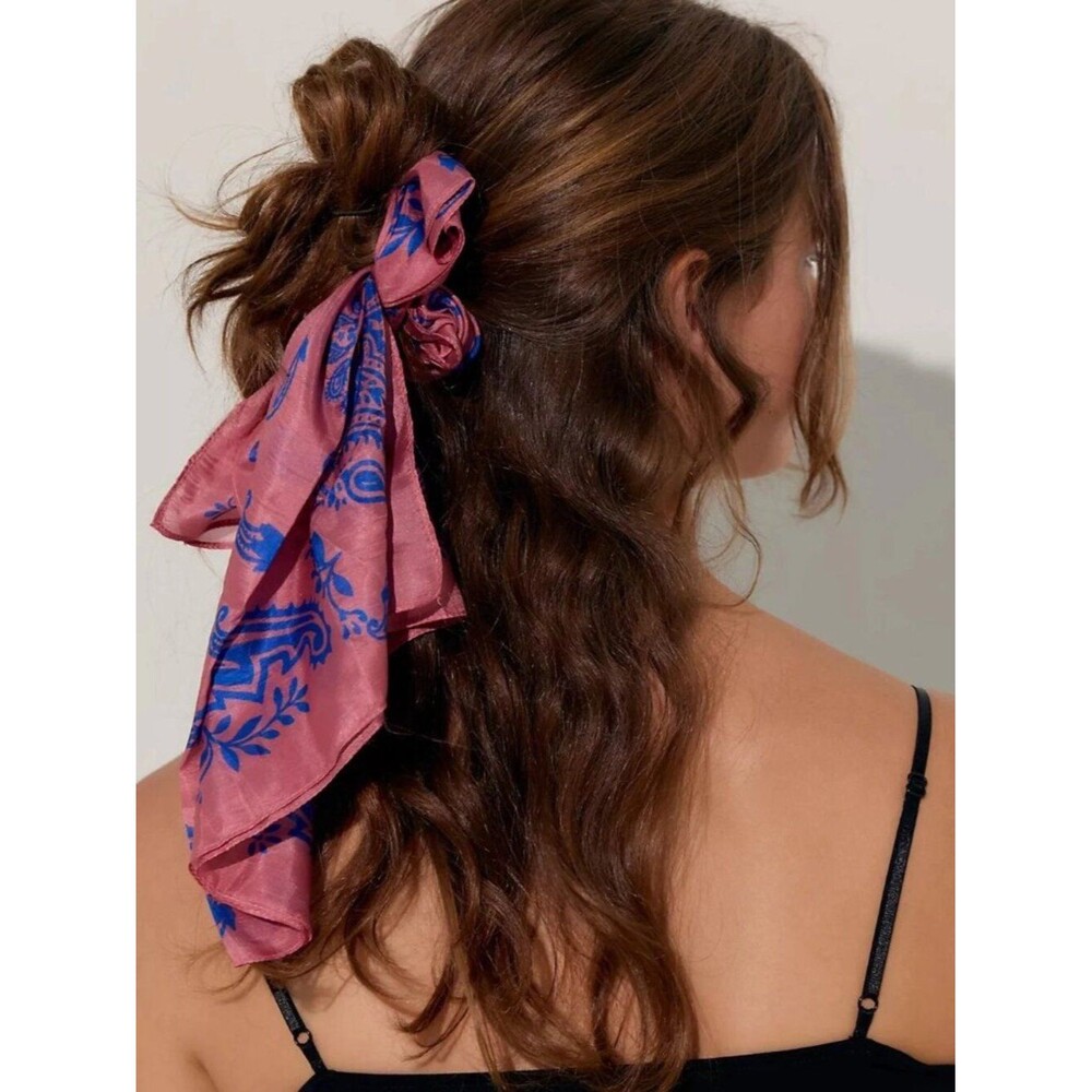 Free People So Silk Printed Bandana Scarf Tube Top Belt Floral Paisley Wrap OS